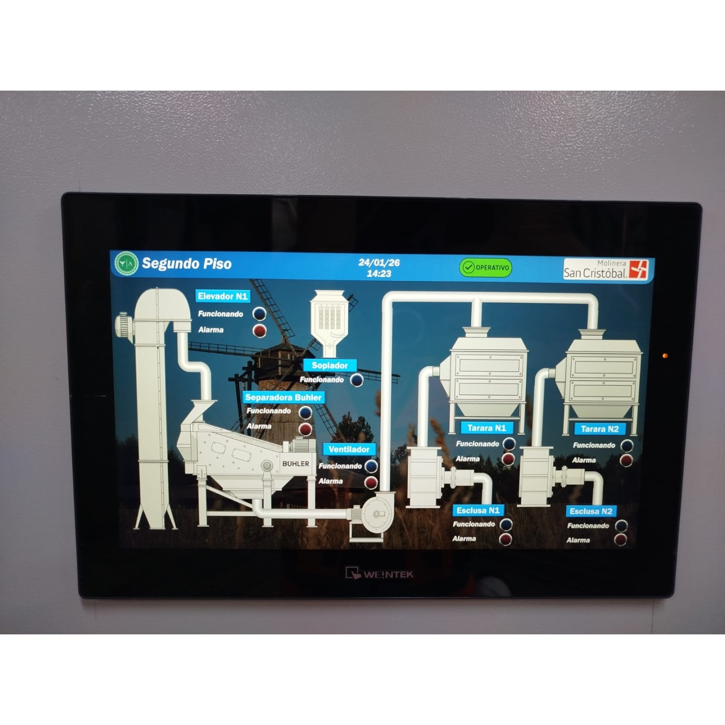 Proceso de limpieza y transporte de granos - Molinera