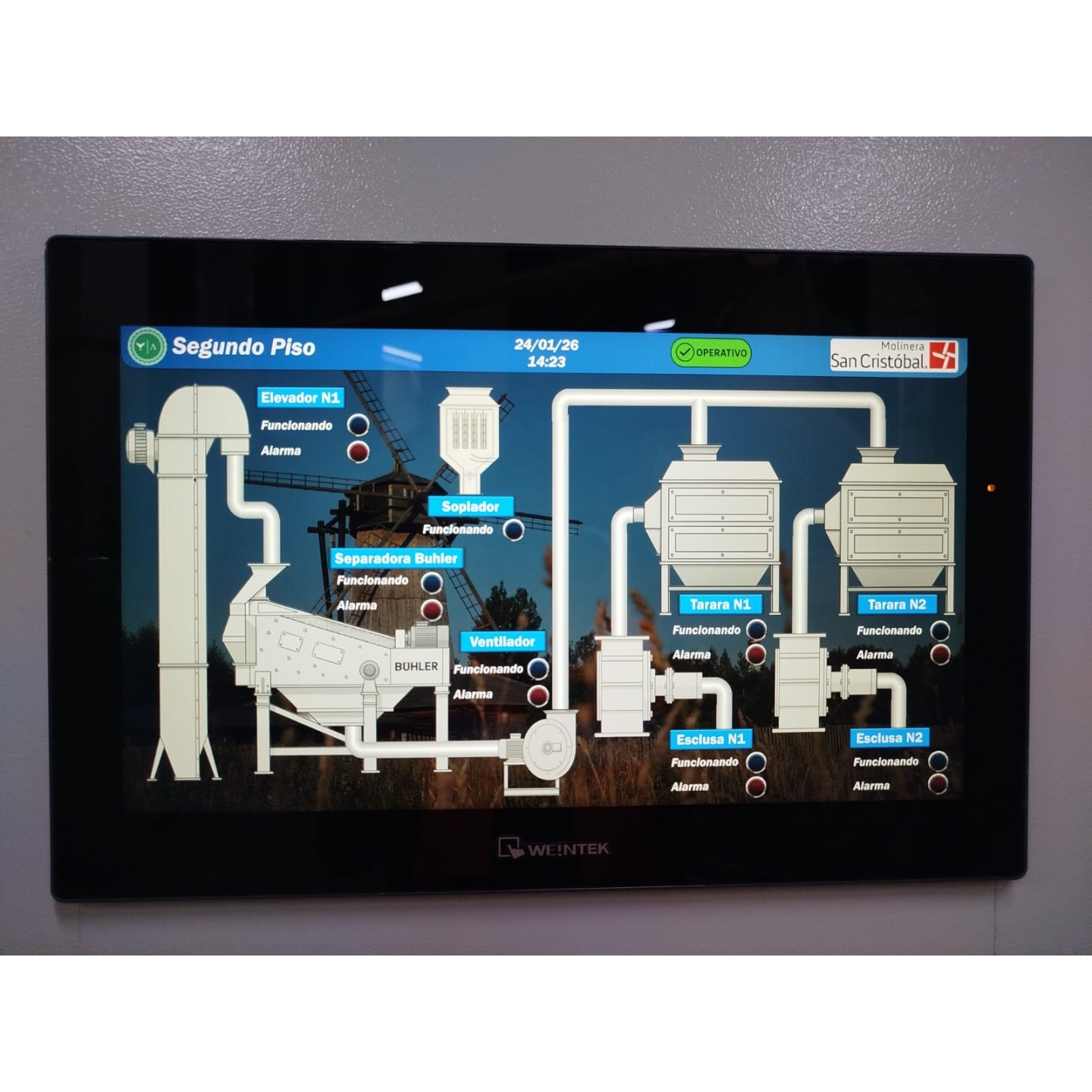 Proceso de limpieza y transporte de granos - Molinera